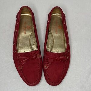 Marc Joseph Women's Cypress Hill Red Driving Moccasin Flats with Bow Detail 7.5